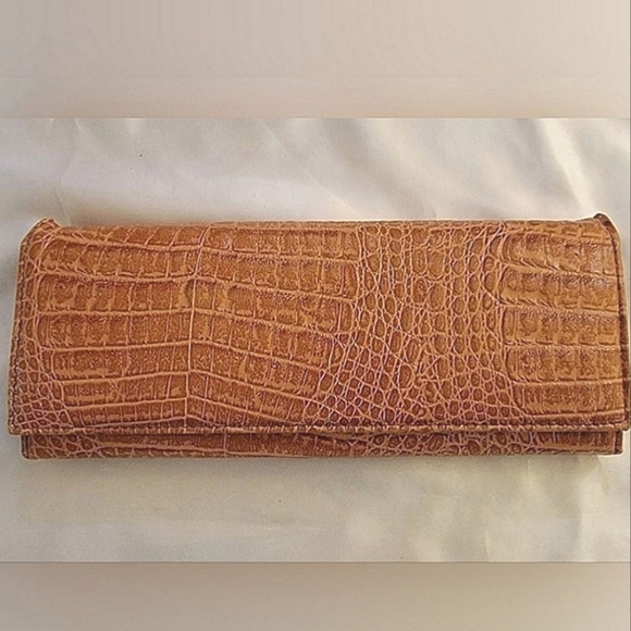 Vintage Croc Embossed Leather Envelope clutch/wallet - Picture 2 of 9